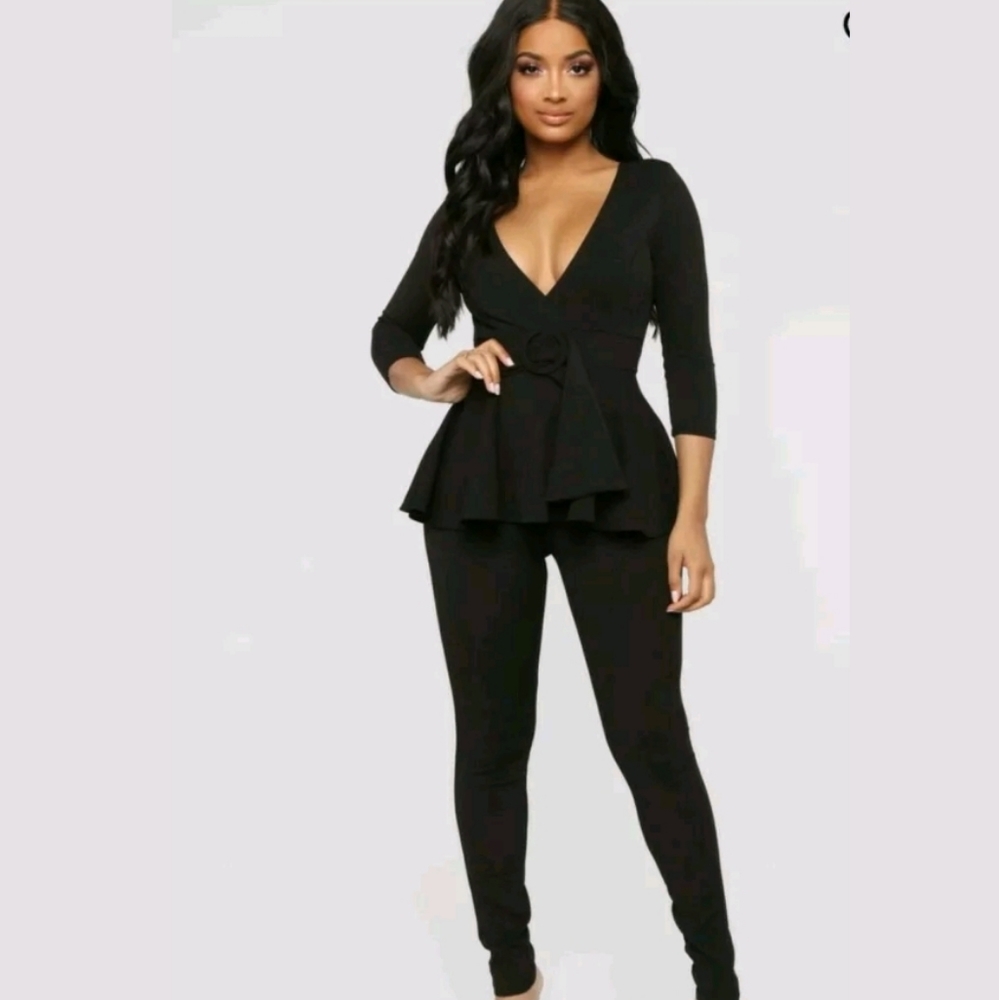New years!Low cut Sexy Body con Peplum jumpsuit
